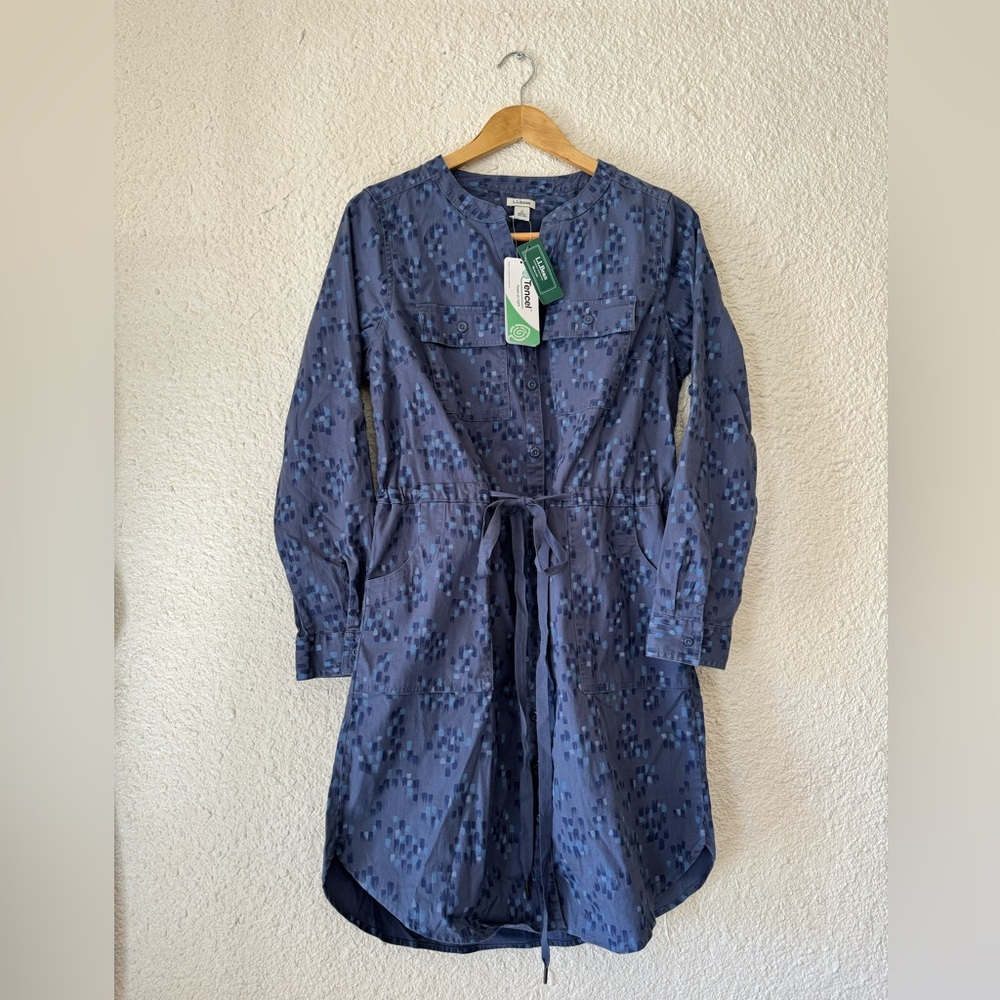 NWT L.L. Bean Women's Comfort Cotton/TENCEL Dress - Blue Size S
